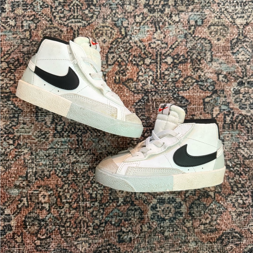 Kids White and Black High-Top Sneakers